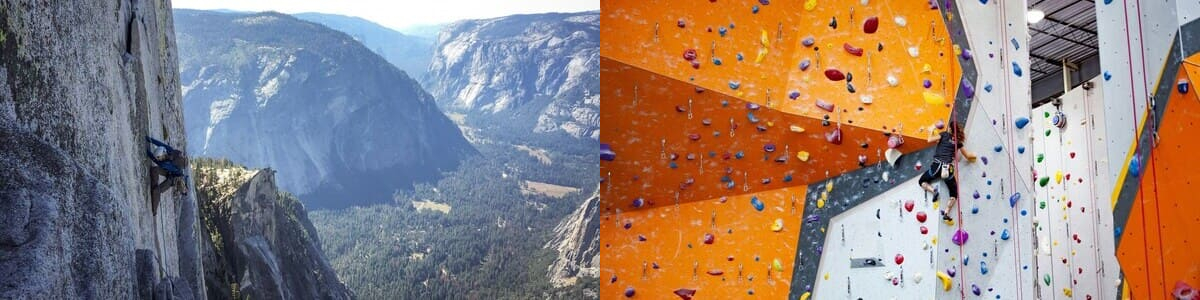 Kletterer am Fels und in der Halle mit Kletterbekleidung. Kletterer am Fels und in der Halle mit Kletterbekleidung.